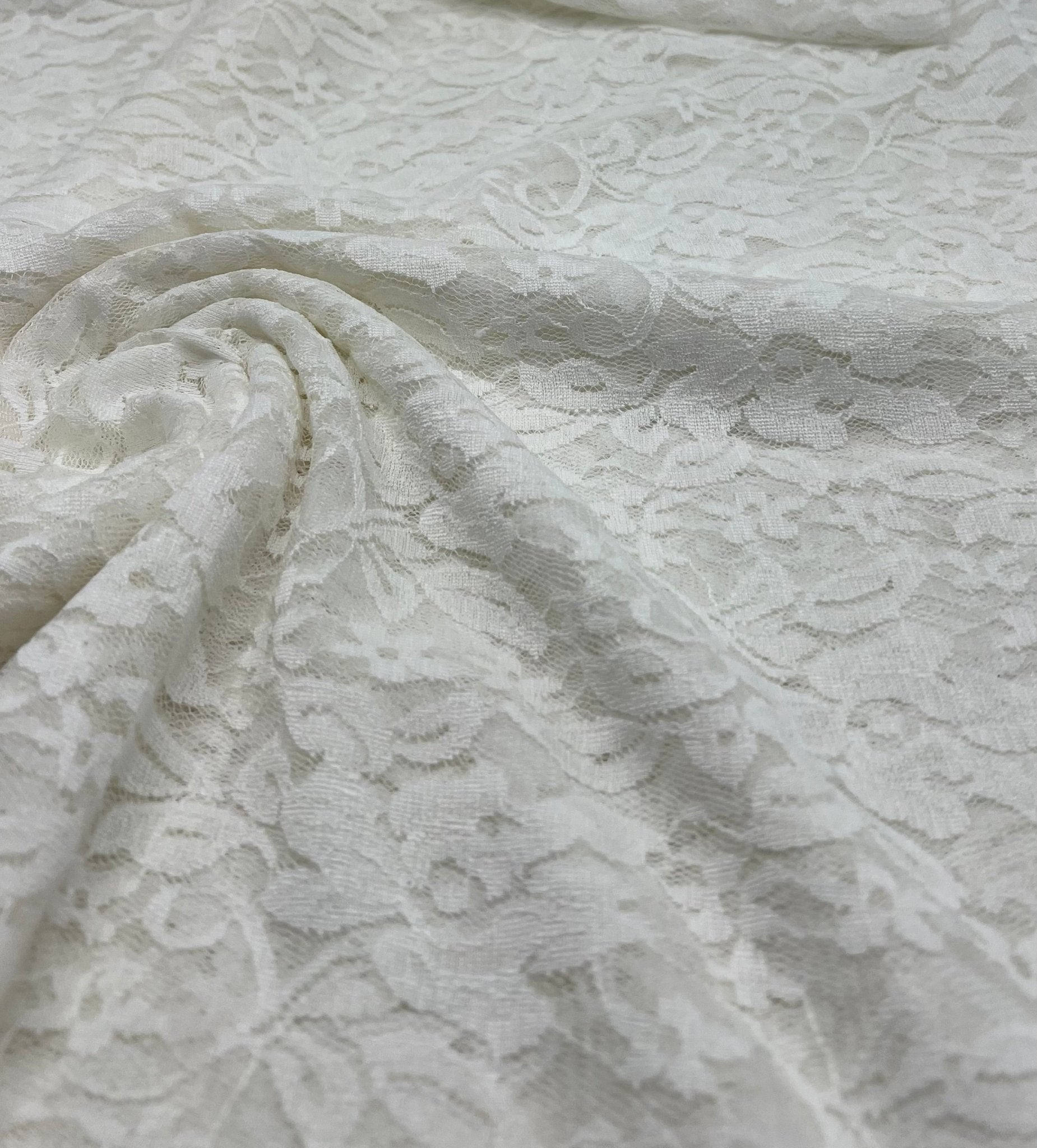 Ivory Floral Lace Fabric Stretch - T9 Fabrics